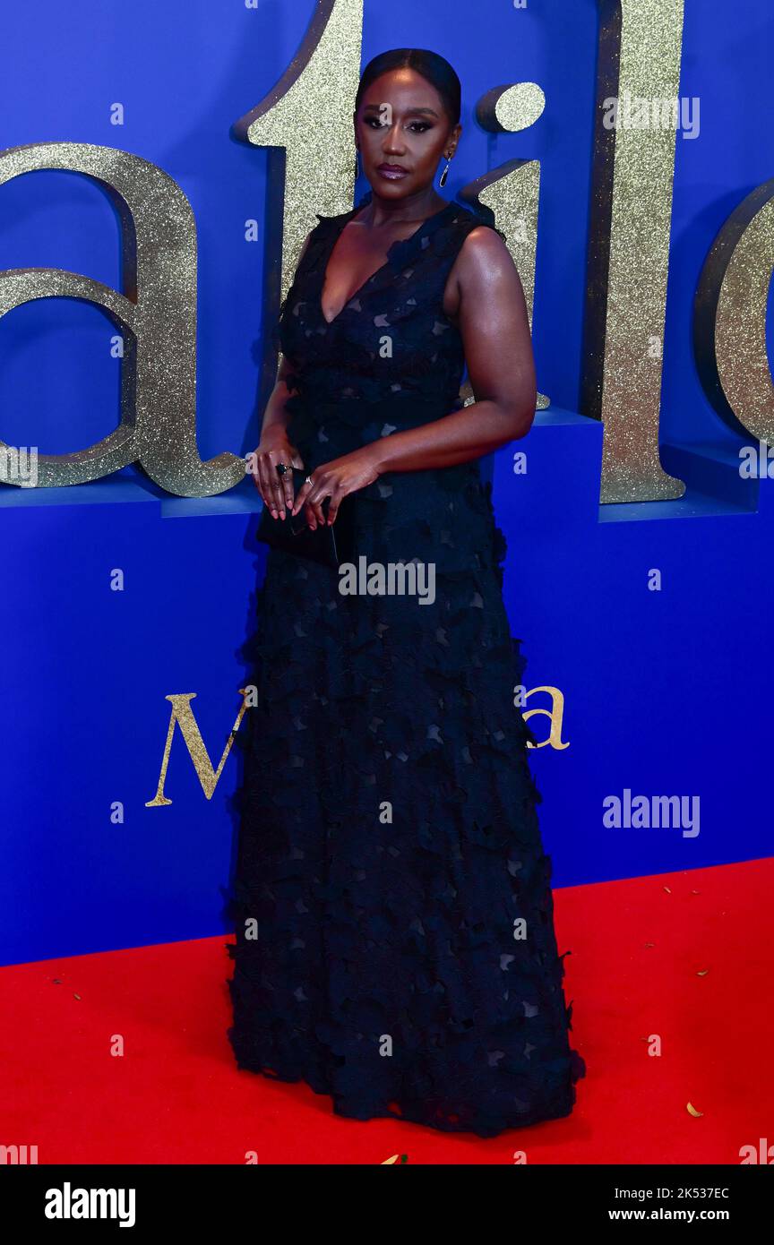 London, UK , 05/10/2022, Nana Mensah Arrive at the Cast and filmmakers attend the BFI London Film Festival press conference for Roald Dahl’s Matilda The Musical, released by Sony Pictures in cinemas across the UK & Ireland on November 25th -  5th October 2022, London, UK. Stock Photo