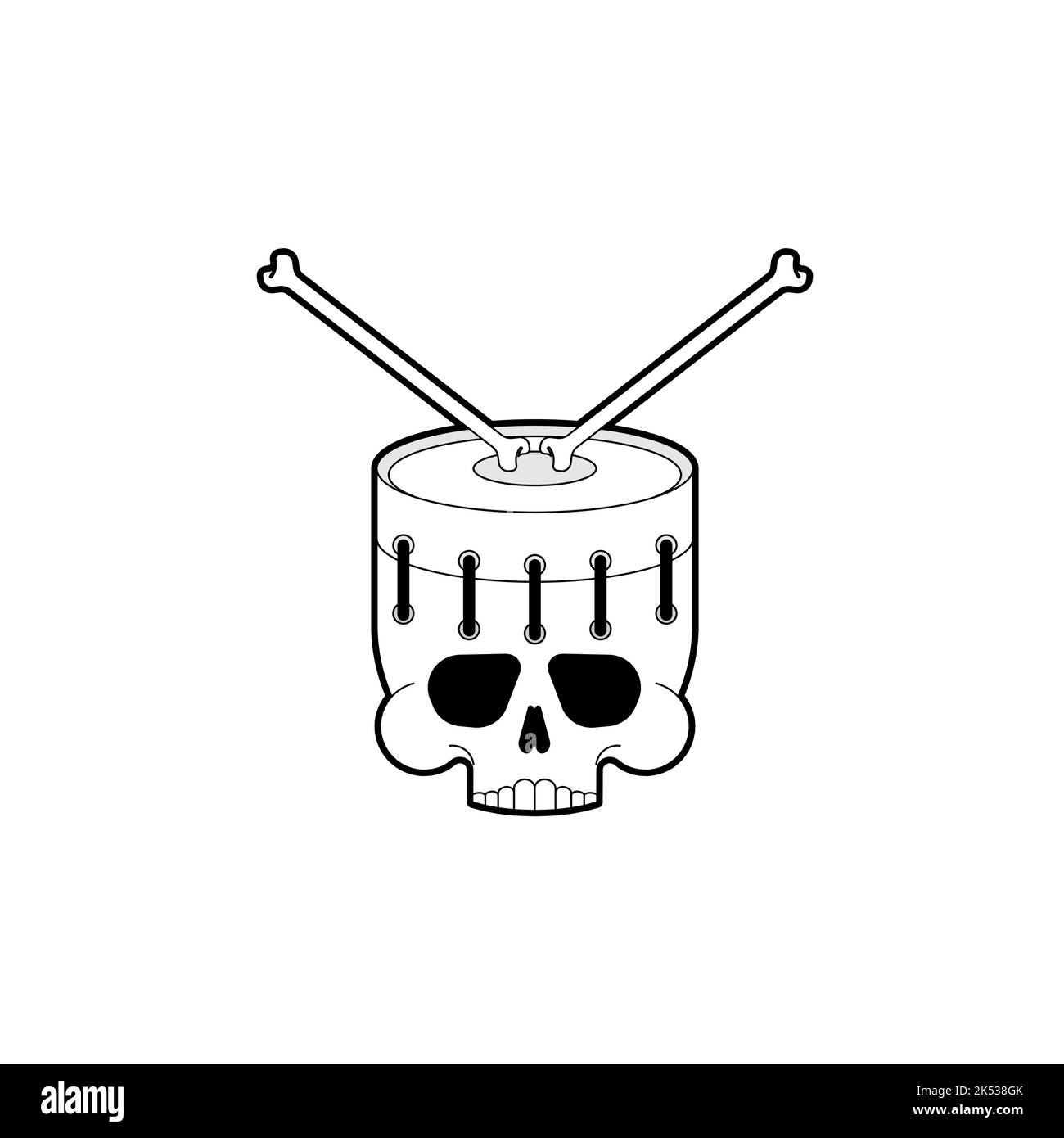 Skull drum from bones. Skeleton trommel. Vector illustration Stock