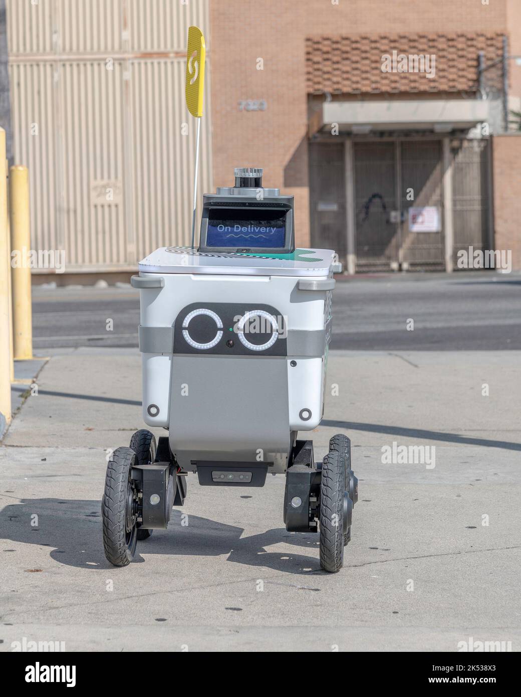 Los Angeles, CA, USA October 5, 2022 A Serve Robotics robot makes a