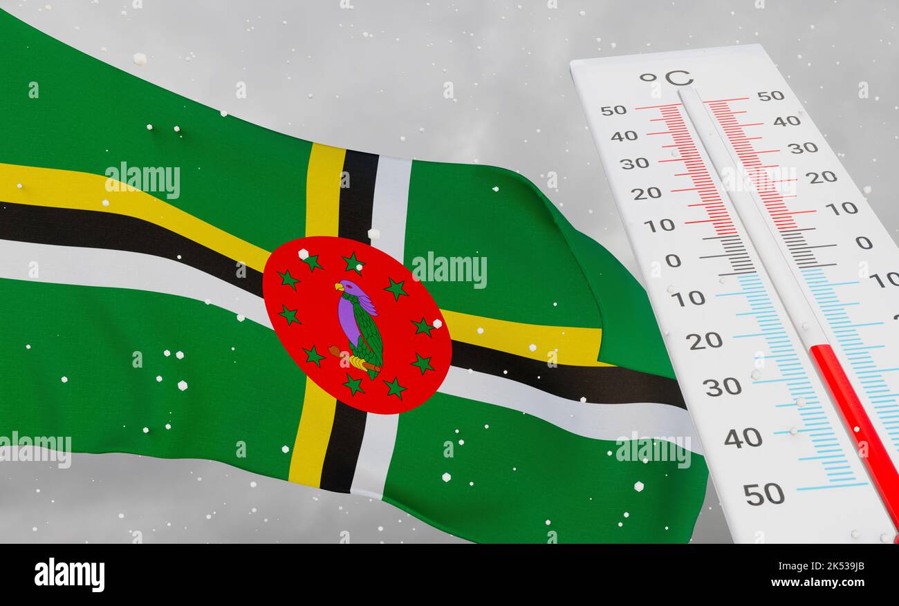 Winter in Dominica with severe cold, negative temperature, Cold season