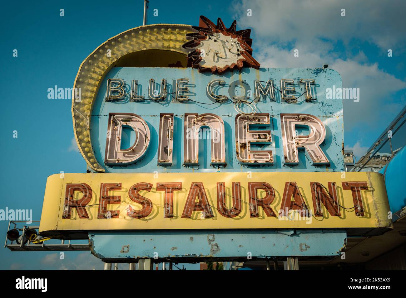 Blue Comet Diner vintage sign, Hazleton, Pennsylvania Stock Photo