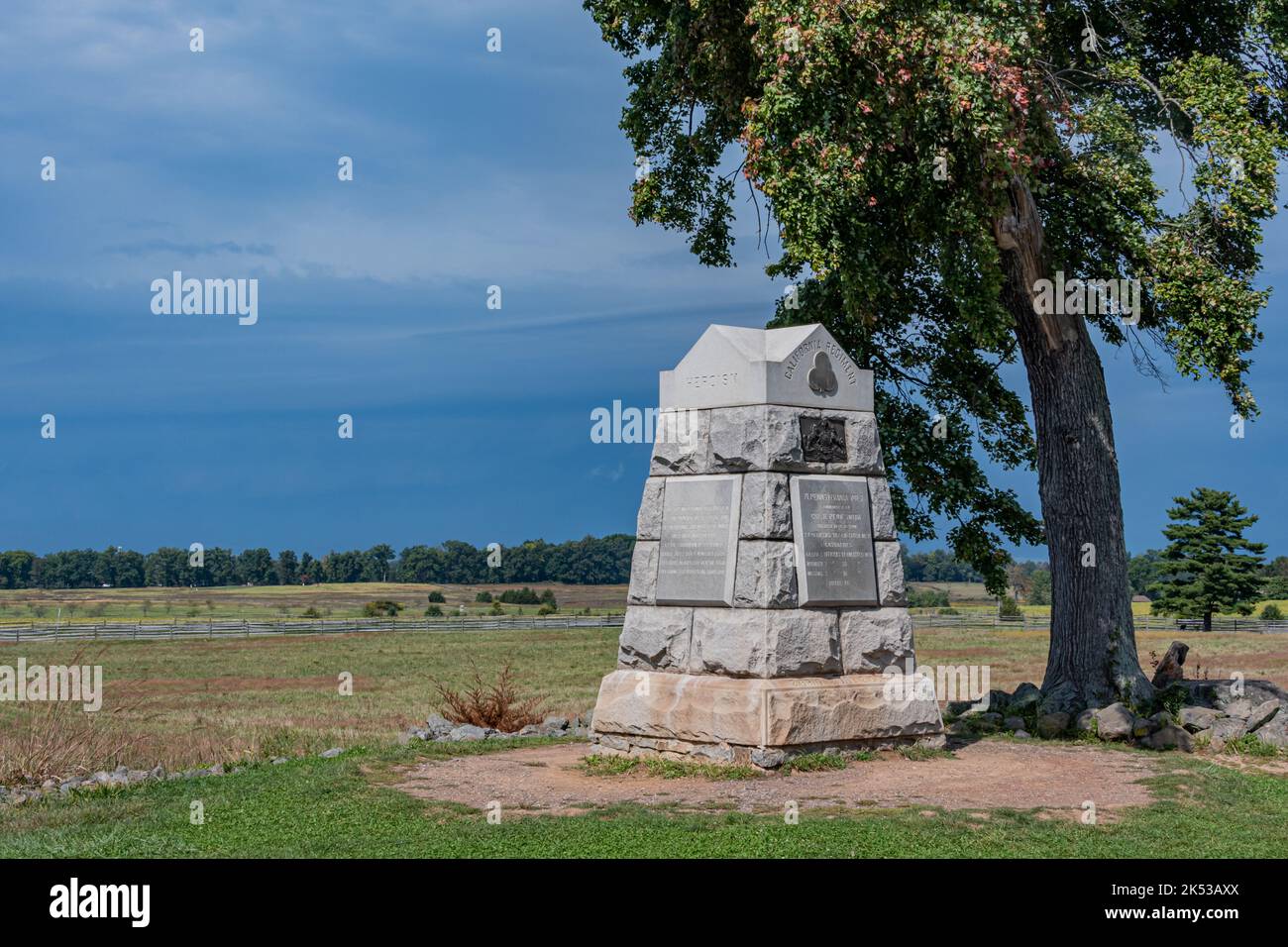 Thunderstorm at Gettysburg Battlefield, Pennsylvania USA, Gettysburg, Pennsylvania Stock Photo