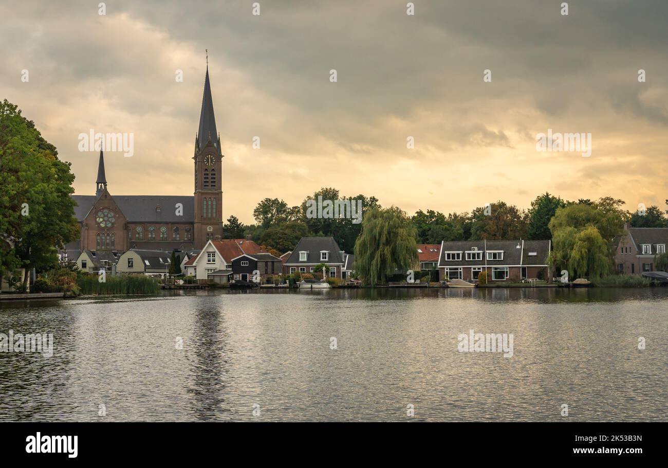 Townscape of Ouderkerk aan de Amstel, North Holland, The Netherlands Stock Photo