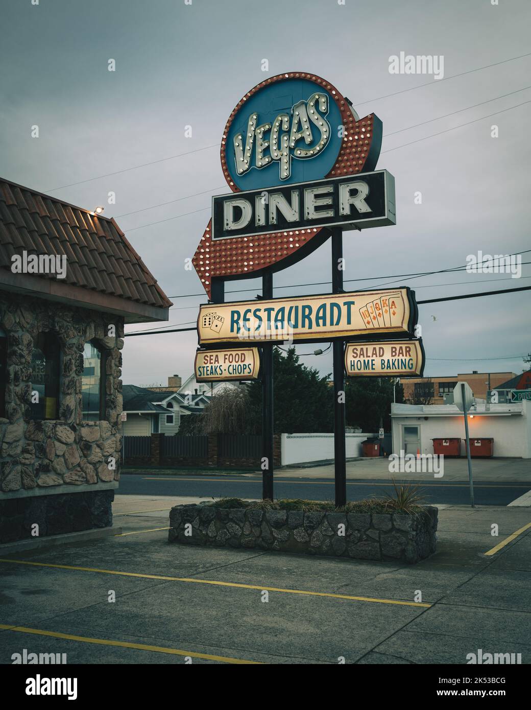 Vegas Diner & Restaurant vintage sign, North Wildwood, New Jersey Stock