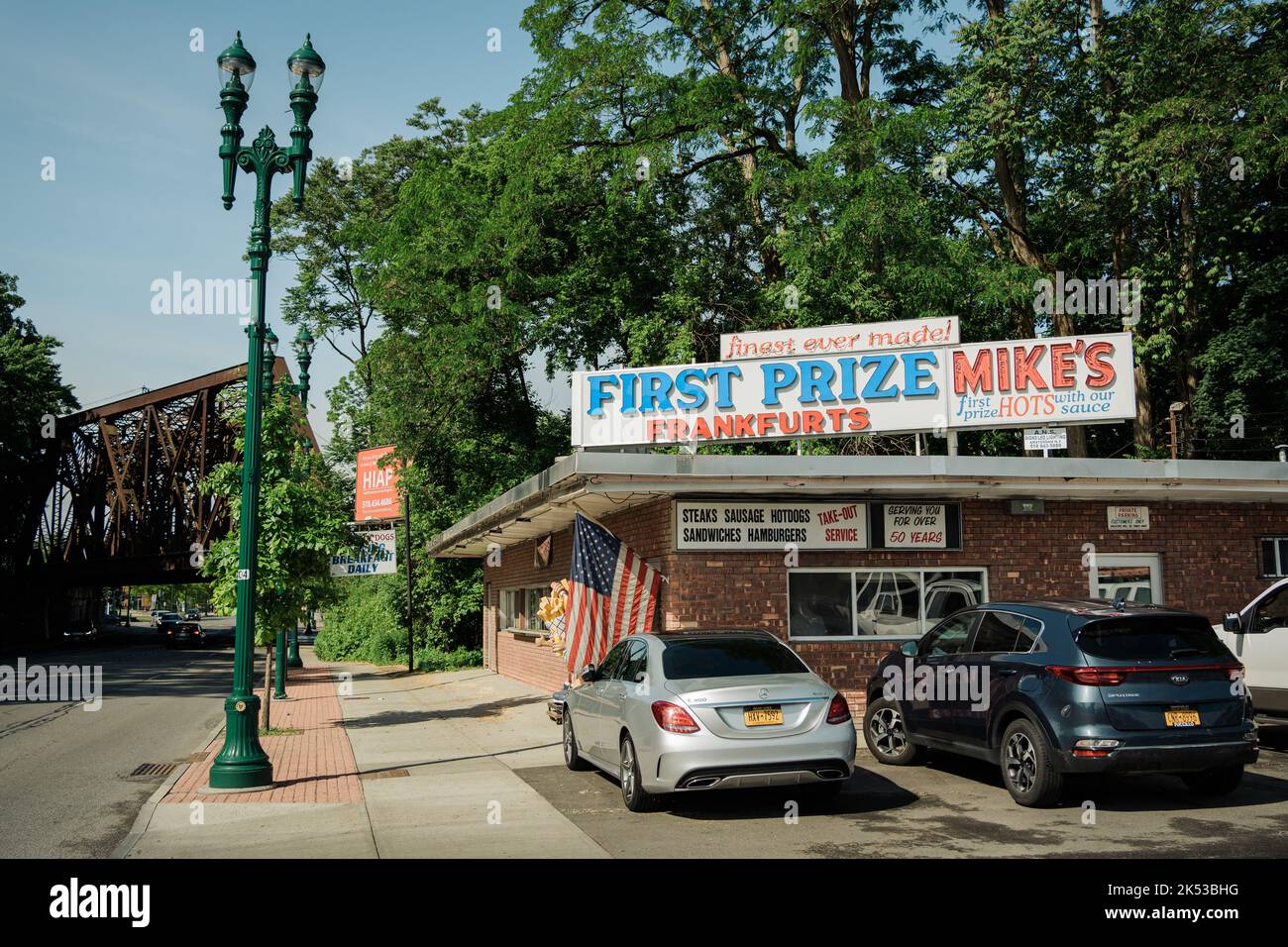 Mikes Hot Dogs vintage signs, Schenectady, New York Stock Photo Alamy
