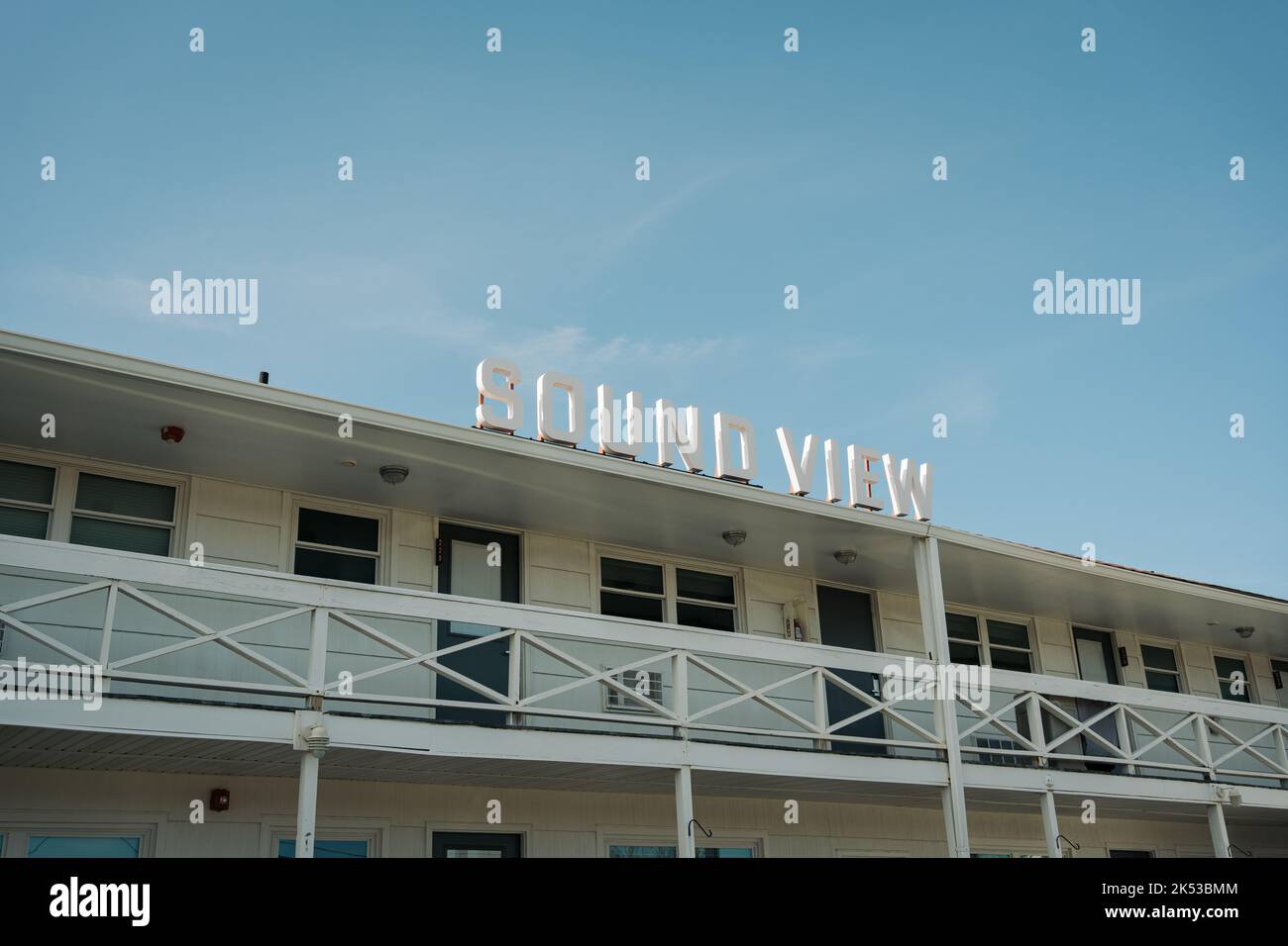 Sound View sign, Greenport, New York Stock Photo - Alamy