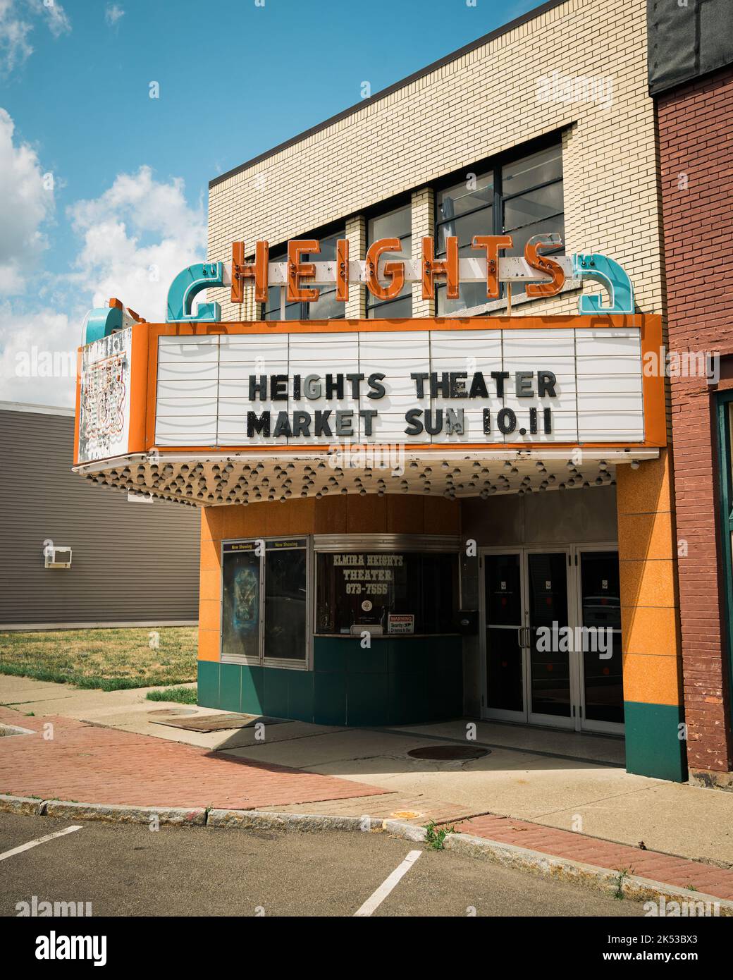 Heights Theater vintage sign, Elmira Heights, New York Stock Photo Alamy