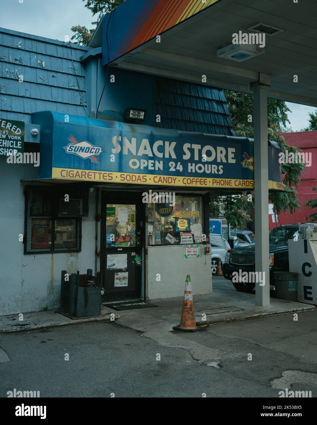 Vintage Sunoco gas station sign on Atlantic Avenue in Crown Heights