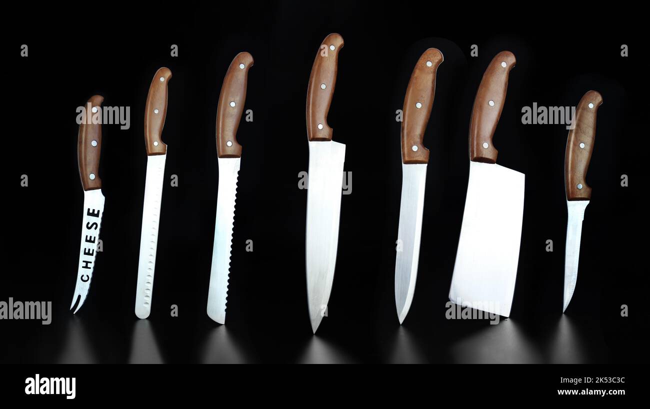 Steel kitchen knives. Quality Kitchen Knives. Set of new professional
