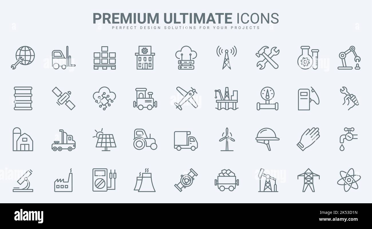Industry thin line icons set vector illustration. Outline factory ...