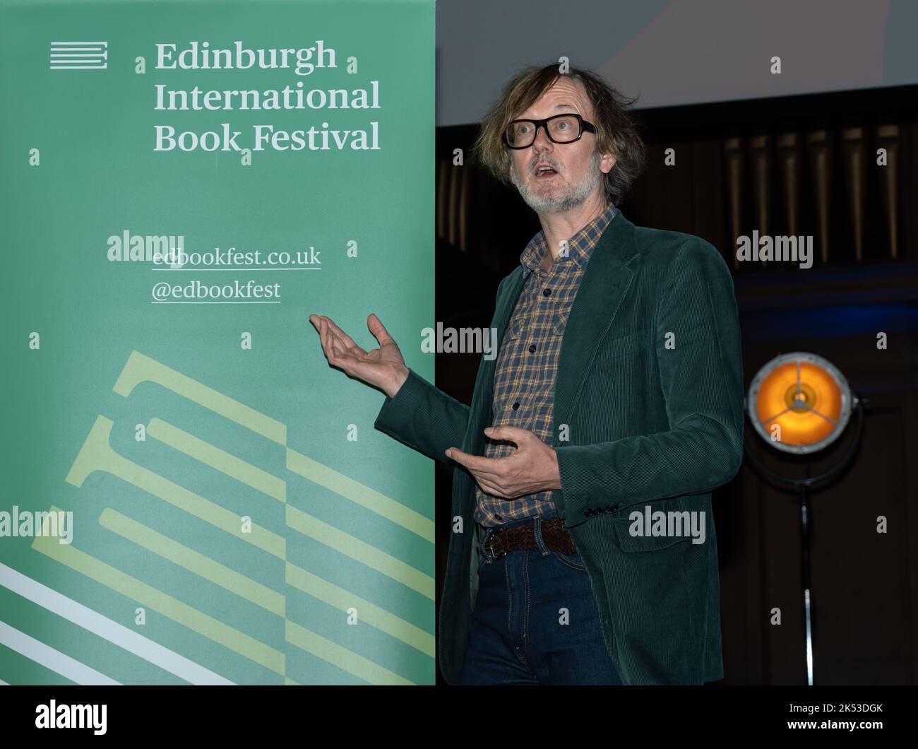 Singer, musician and radio presenter Jarvis Cocker at Edinburgh International Book Festival, Scotland, UK Stock Photo