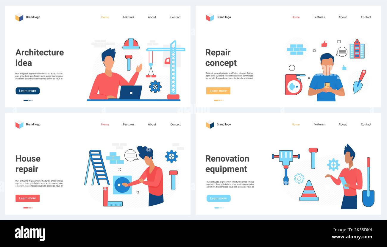 Architecture development, construction technology set vector