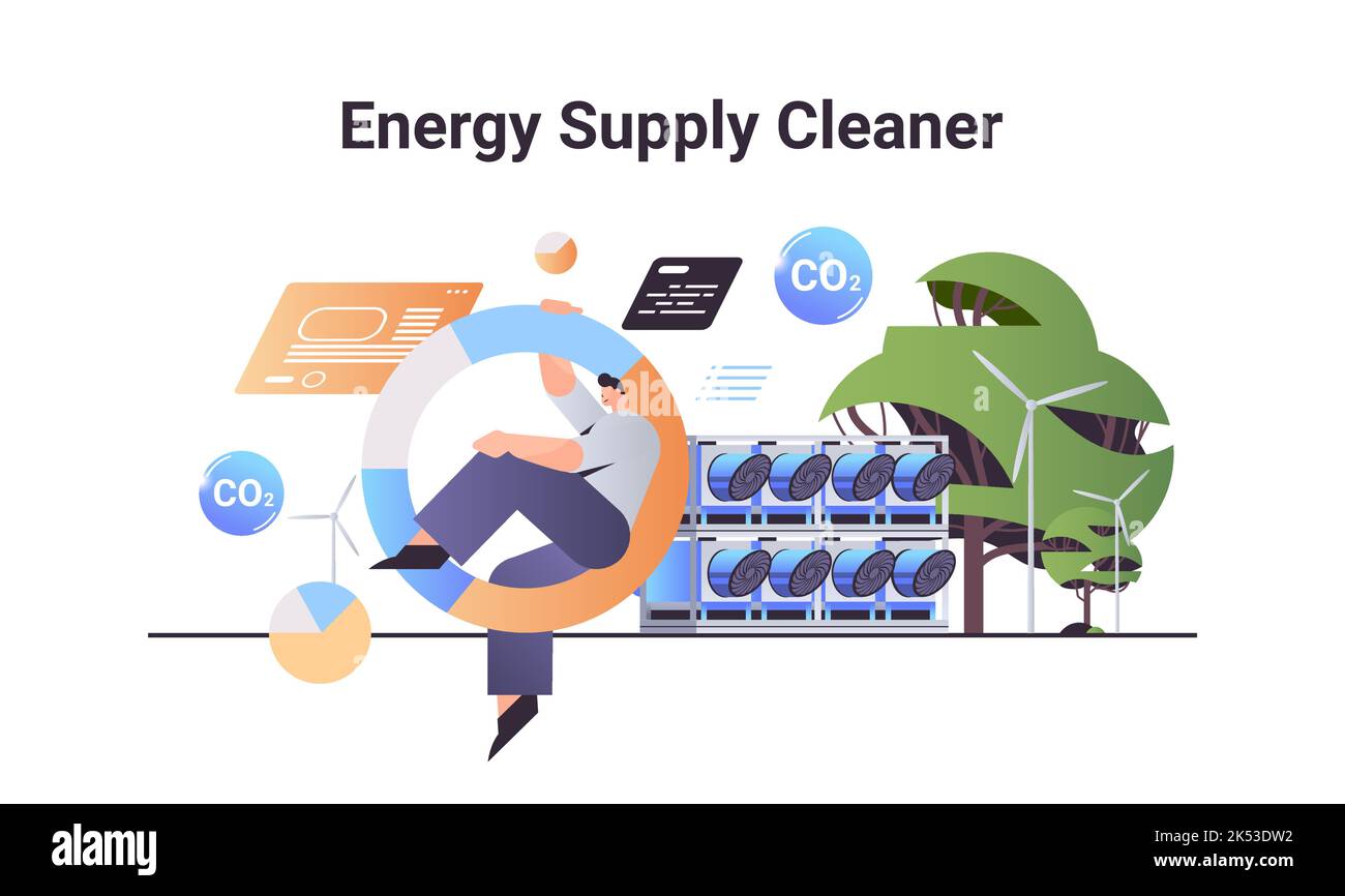 carbon credit energy supply cleaner concept businessman analyzing