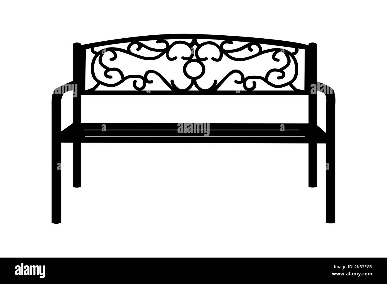 Bench icon. Black bench silhouette.Outdoor, garden or park bench.City