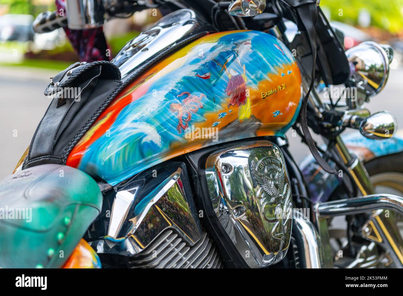 Motorcycle with Christian messages, Florida, USA Stock Photo