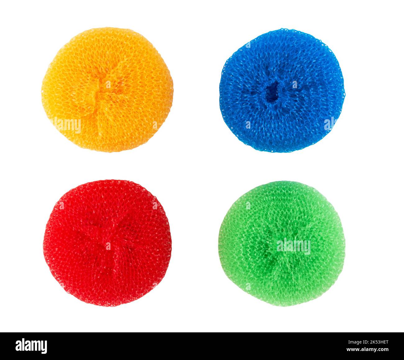 Colorful sponges for washing dishes on a white background Stock Photo