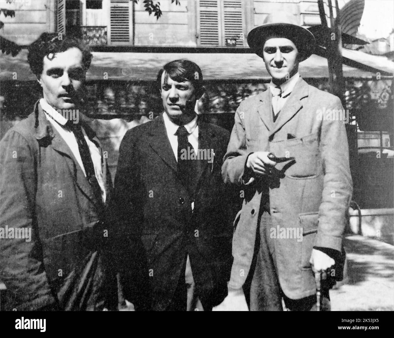 Amedeo Modigliani, Pablo Picasso and André Salmon, 1916 Stock Photo