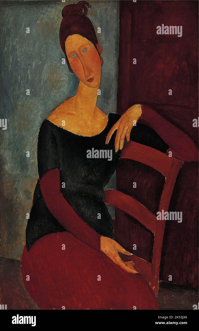 Portrait of the Artist's Wife (Jeanne Hébuterne), 1918, Painting by Amedeo Modigliani Stock Photo