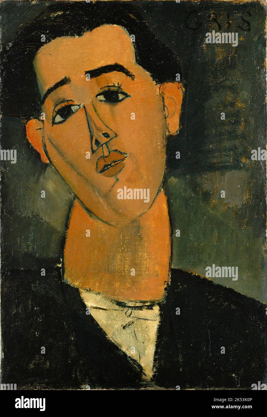 Portrait of Juan Gris, 1915, Painting by Amedeo Modigliani Stock Photo