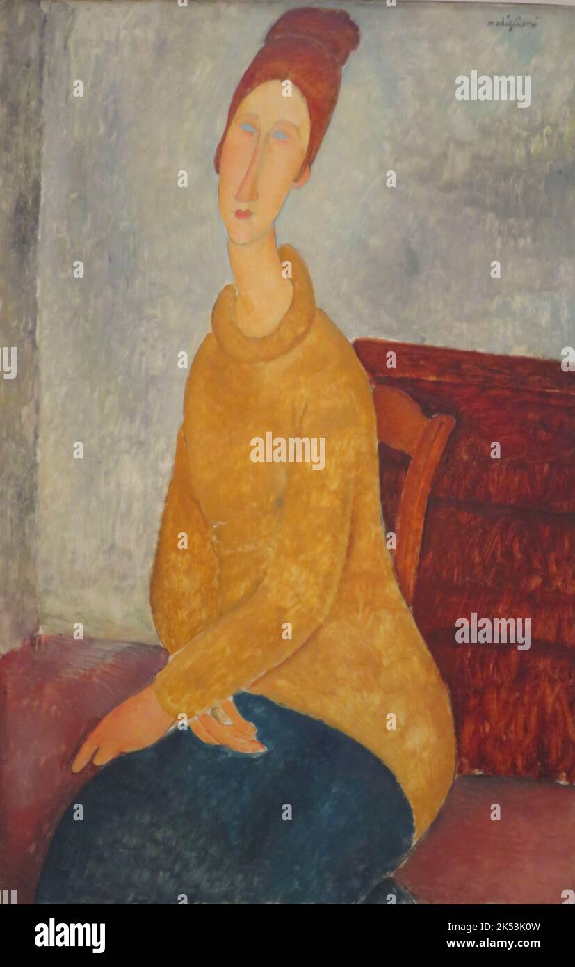 Jeanne Hébuterne with Yellow Sweater, 1918, Painting by Amedeo Modigliani Stock Photo