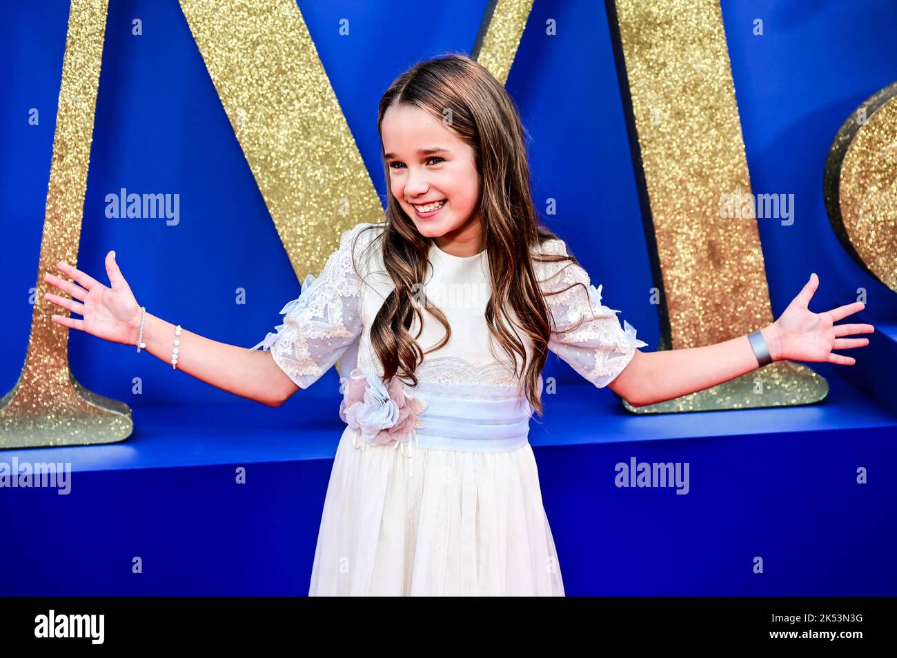 London, UK , 05/10/2022, Alisha Weir arrive at the Roald Dahl’s Matilda ...