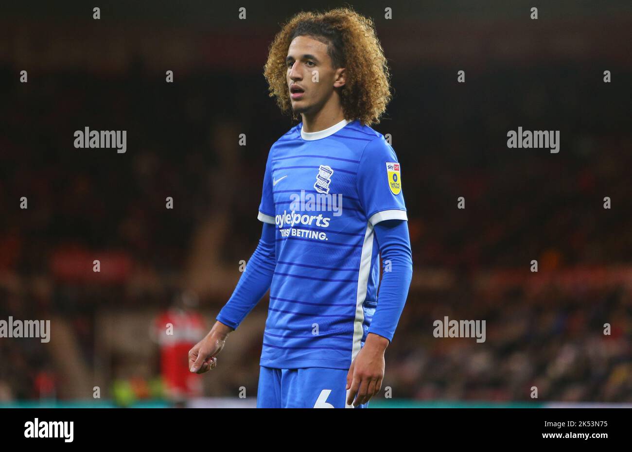 Birmingham City's Hannibal Mejbri during the Sky Bet Championship match between Middlesbrough and Birmingham City at the Riverside Stadium, Middlesbrough on Wednesday 5th October 2022. (Credit: Michael Driver | MI News) Credit: MI News & Sport /Alamy Live News Stock Photo