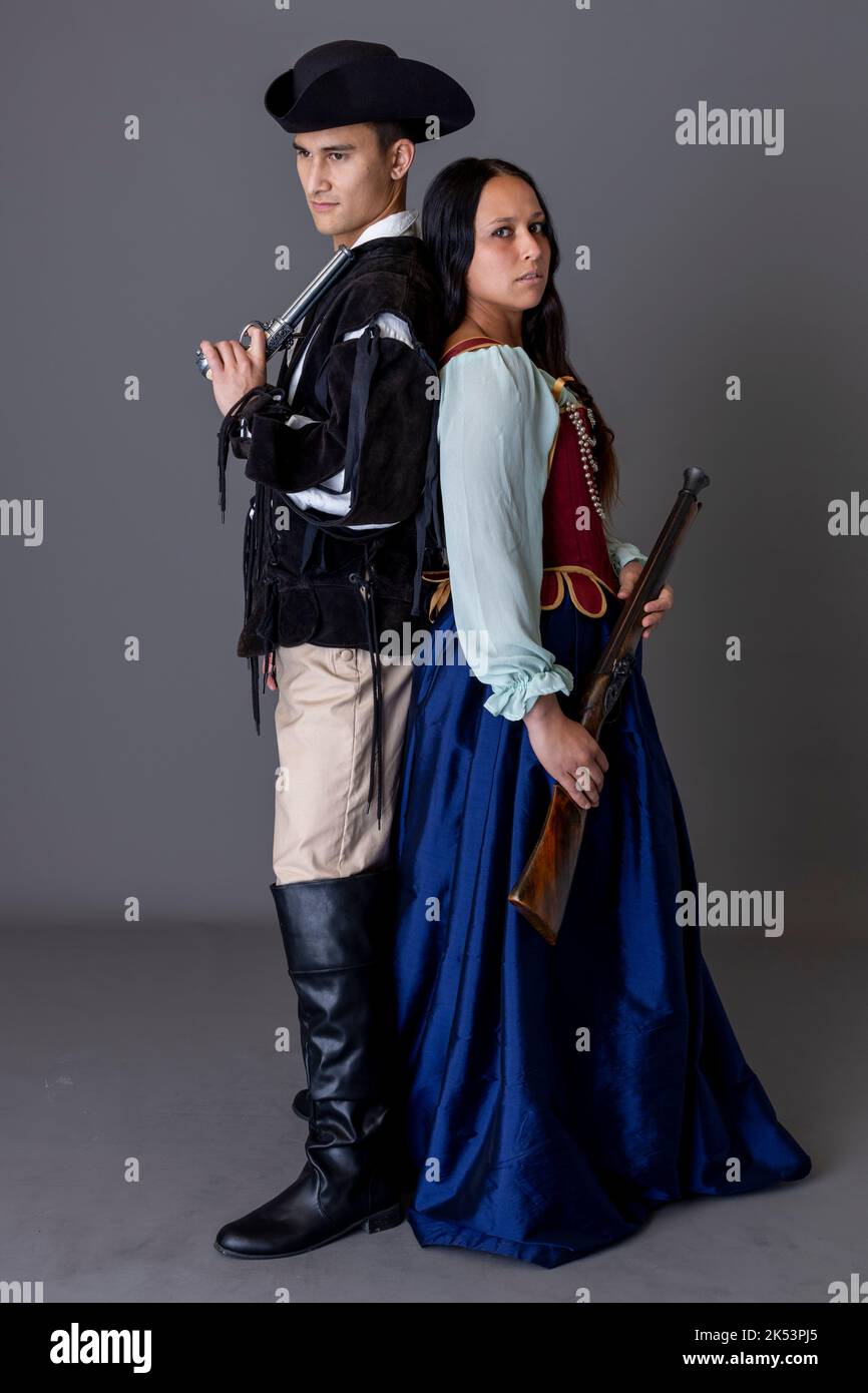 Historical pirate couple from Renaissance or Georgian periods Stock Photo