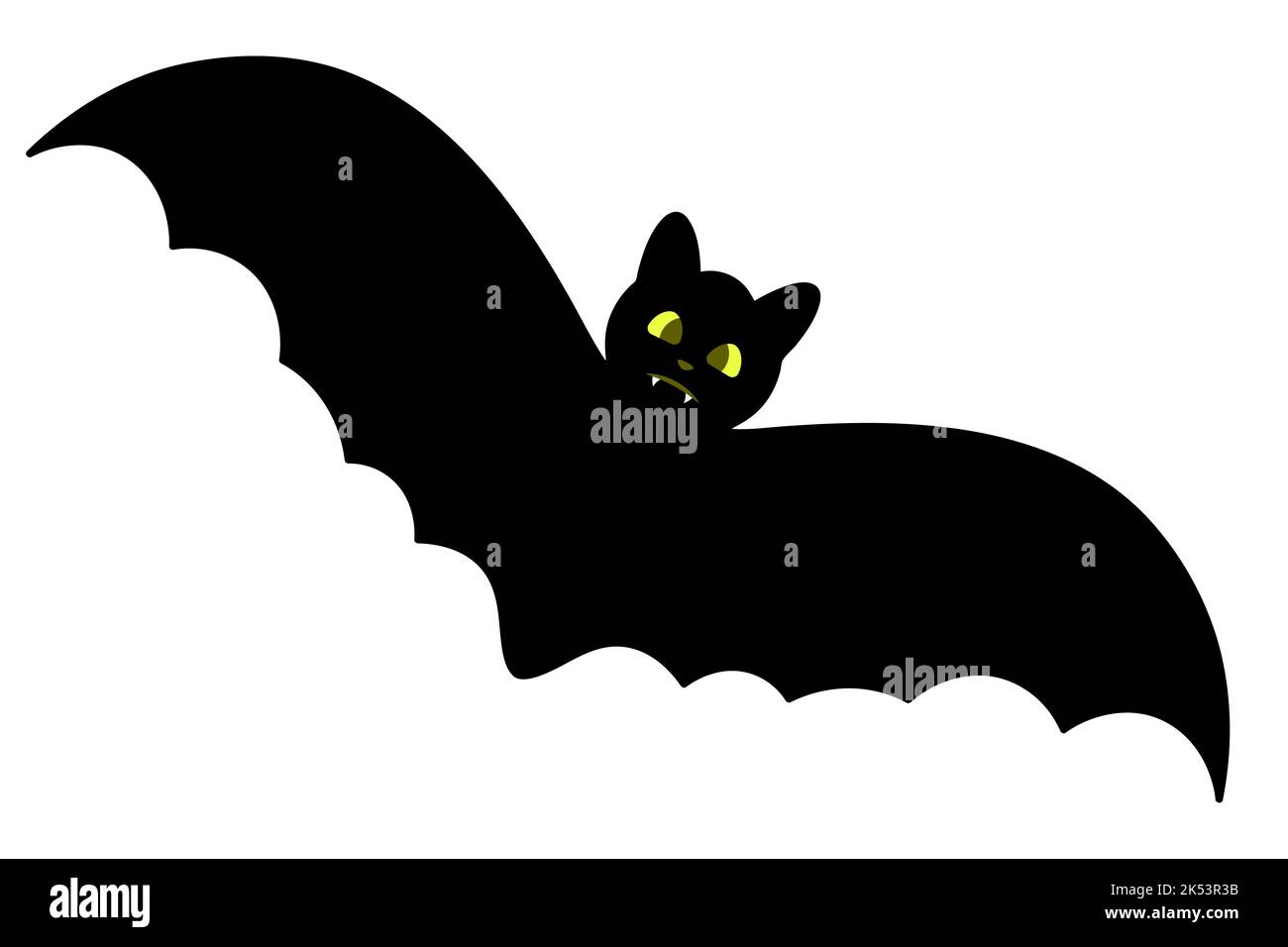 Bat silhouette cute toothy glowing eyes vector illustration