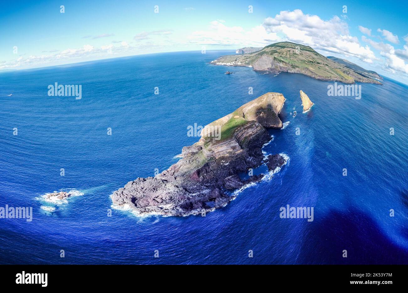 Graciosa island (Azores, Portugal, Europe) from up high, drone photo Stock Photo