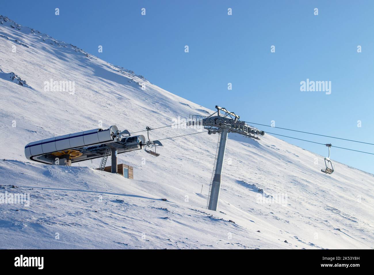Cable car in Erzurum Palandoken ski resort. Stock Photo