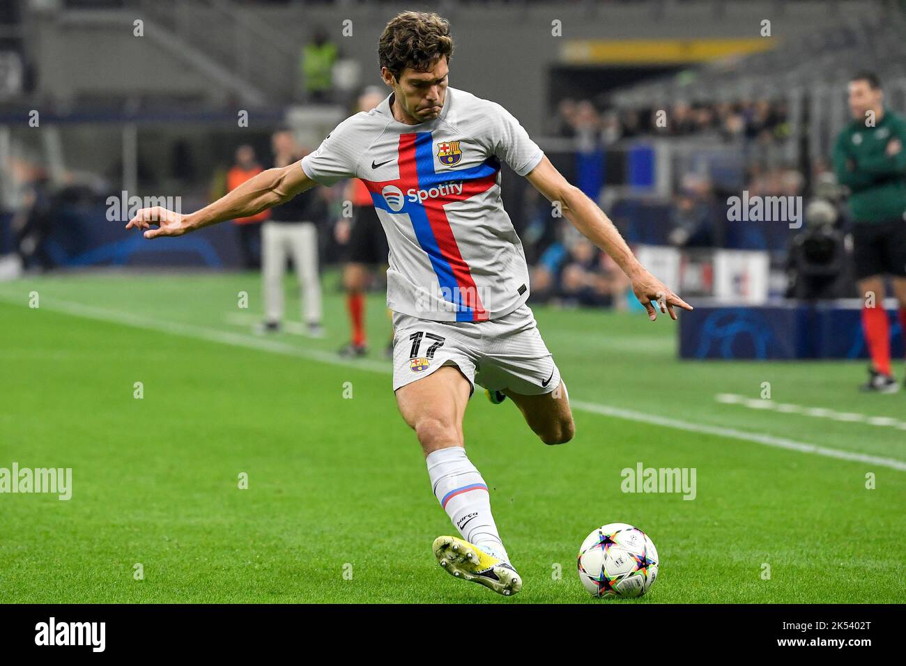 Marcos Alonso of Barcelona in action during the Champions League Group C football match between FC Internazionale and FCB Barcelona at San Siro stadiu Stock Photo