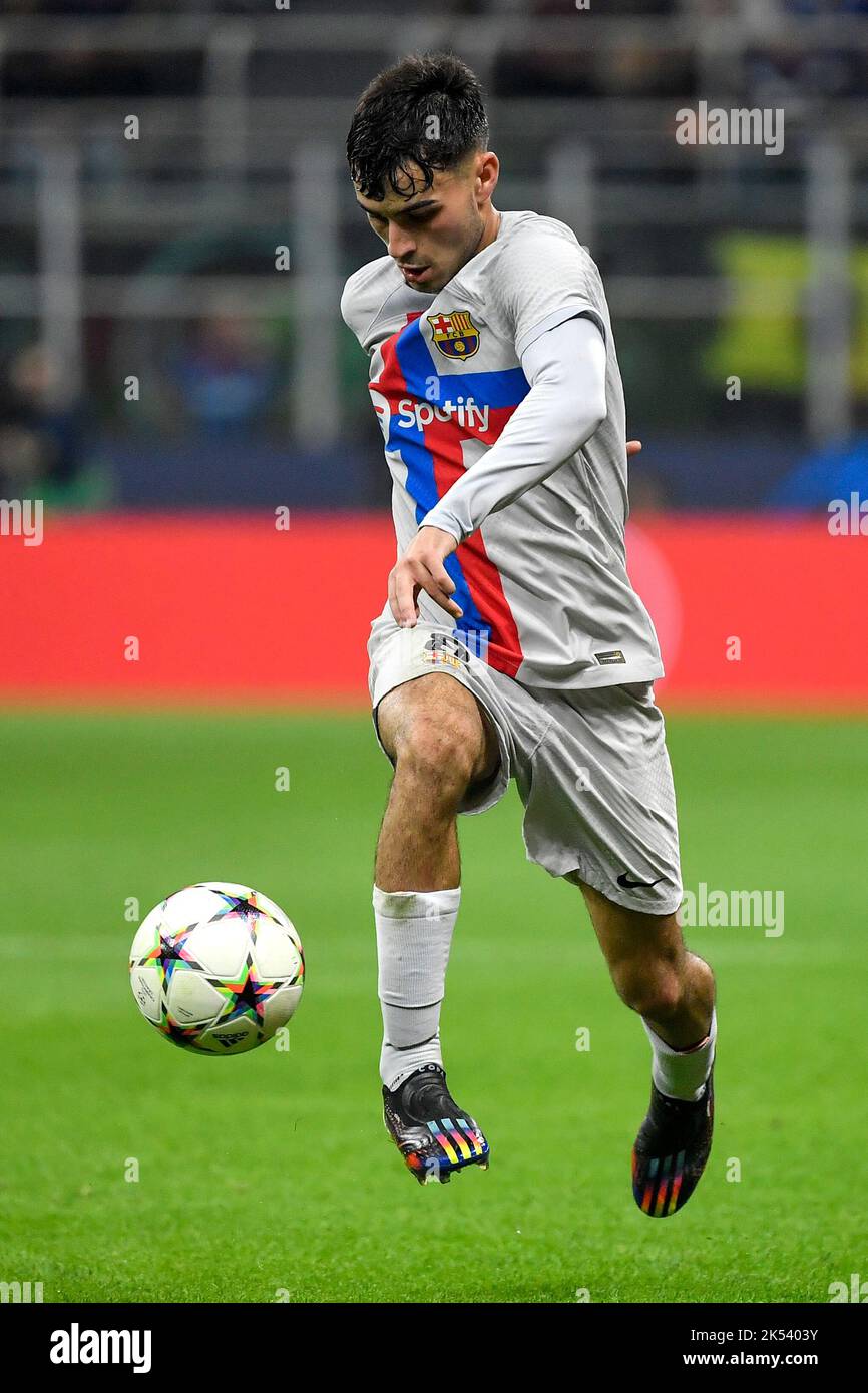 Pedro Gonzalez Lopez aka Pedri of Barcelona in action during the Champions League Group C football match between FC Internazionale and FCB Barcelona a Stock Photo