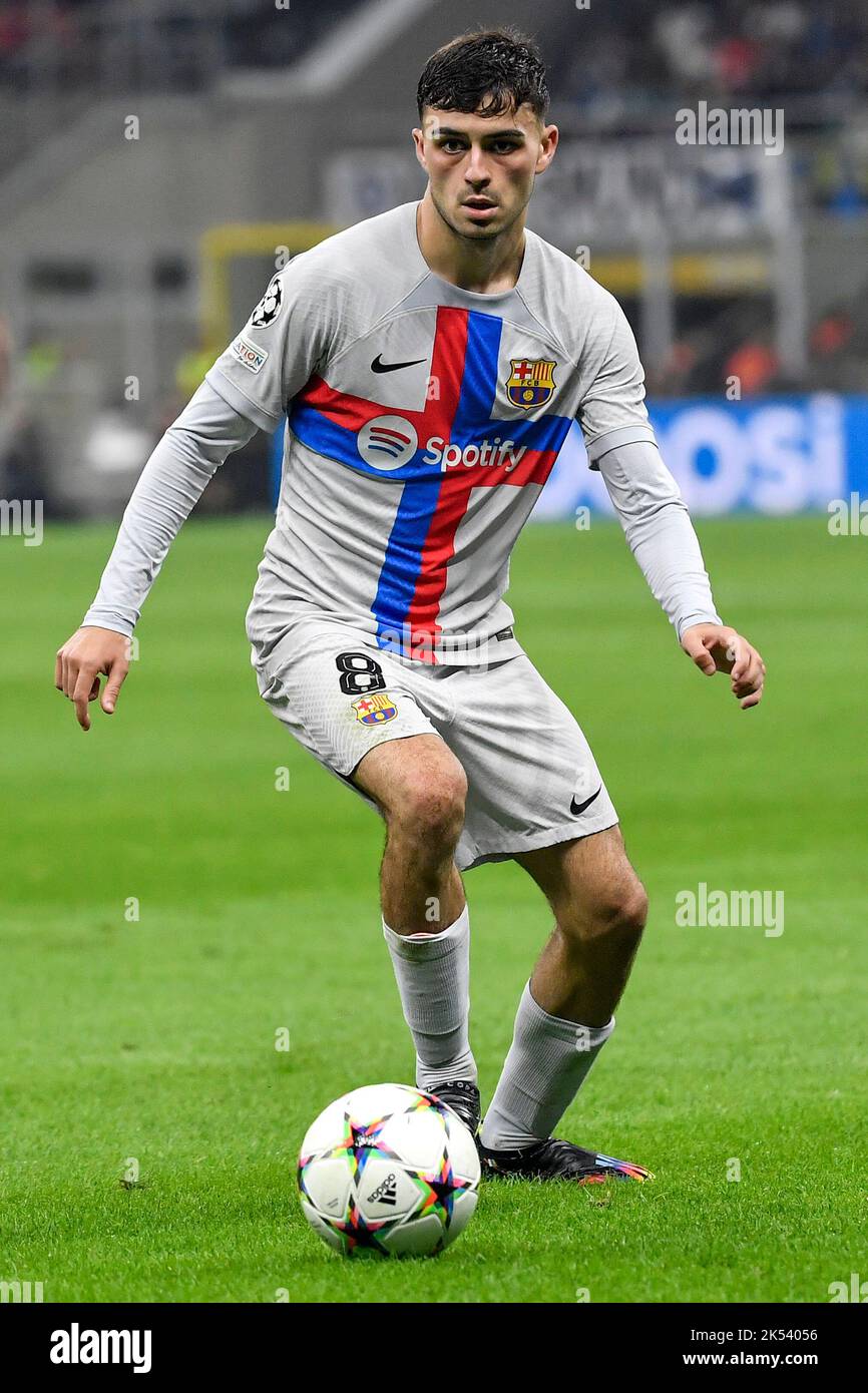 Pedro Gonzalez Lopez aka Pedri of Barcelona in action during the Champions League Group C football match between FC Internazionale and FCB Barcelona a Stock Photo