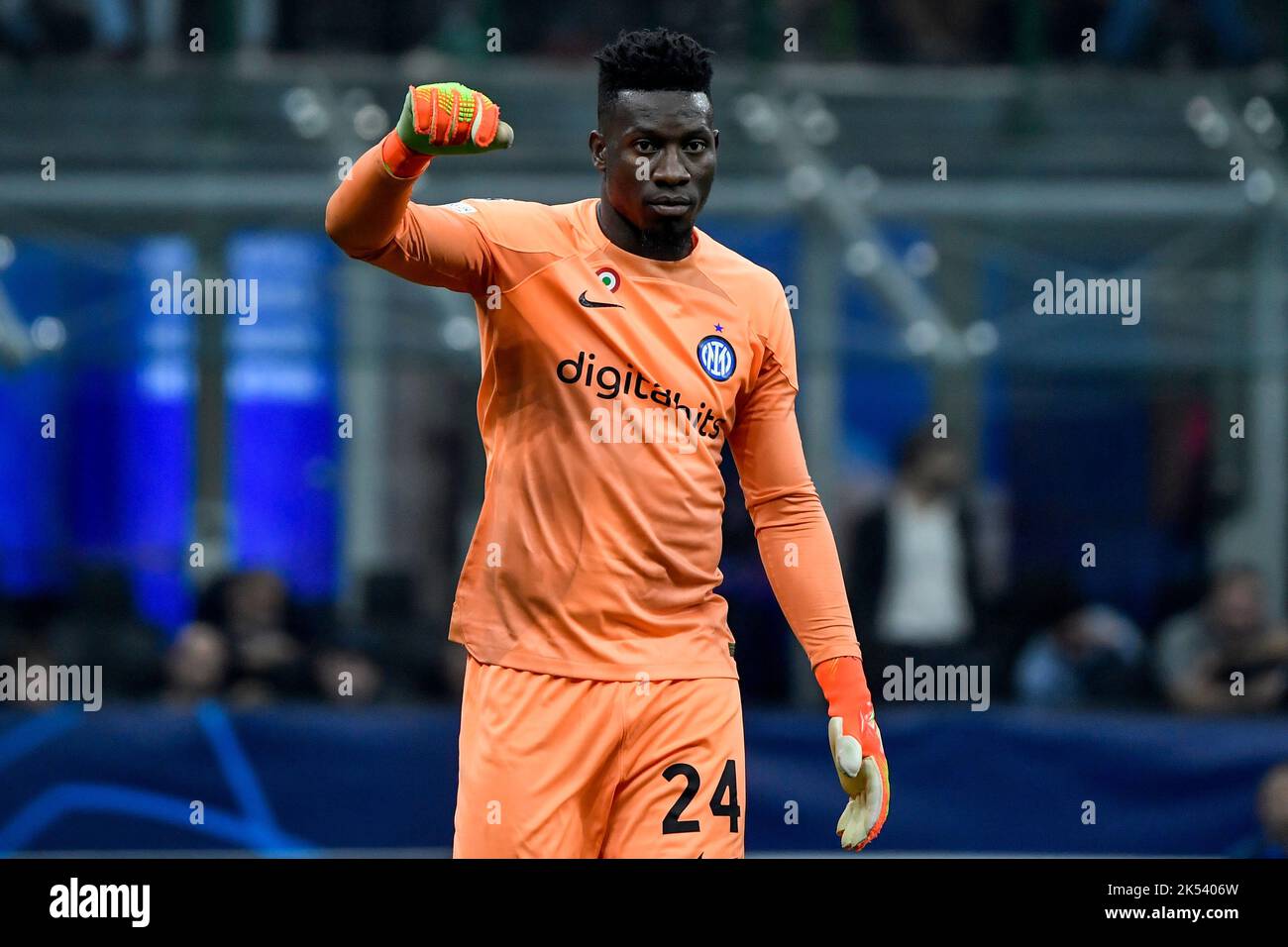 Andre Onana of Fc Internazionale during the Champions League Group C football match between FC Internazionale and FCB Barcelona at San Siro stadium in Stock Photo