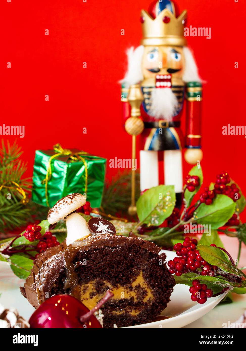 Yule Log Cake Stock Photo Alamy