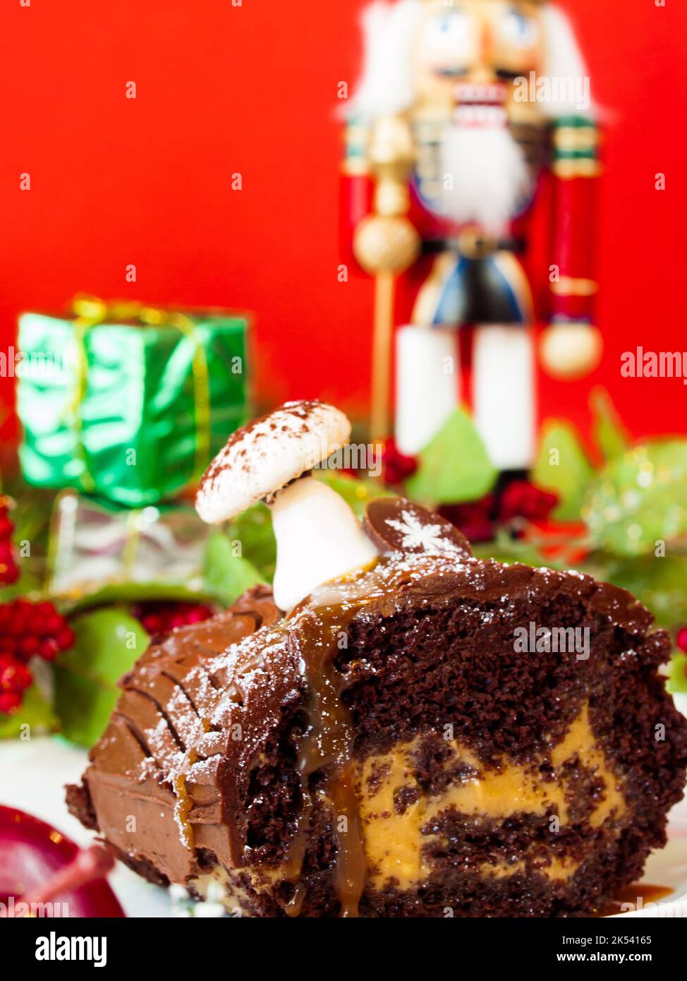 Yule Log Cake Stock Photo Alamy