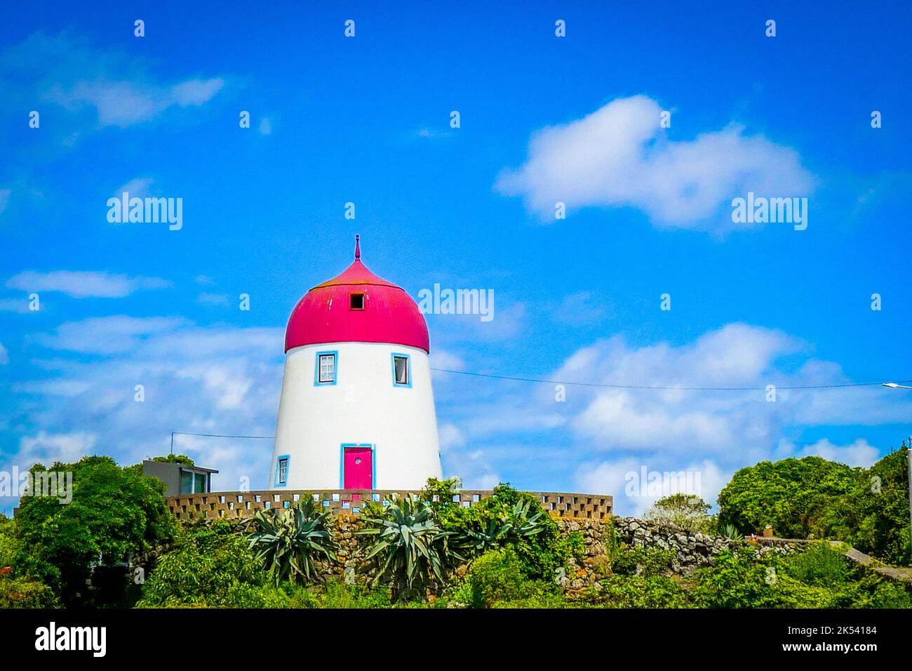 An interesting, quirky different style of house on Graciosa Island, Azores Stock Photo