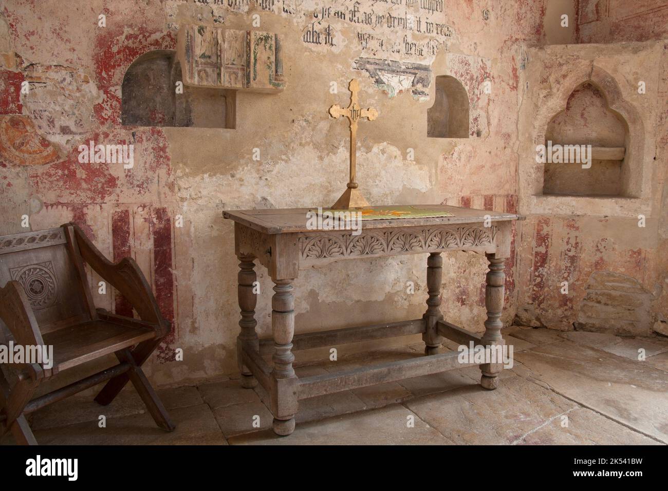 St John the Baptist medieval church Inglesham with it's wall preserved wall paintings, nr. Swindon, Wiltshire, England, with Anglo-Saxon origins Stock Photo