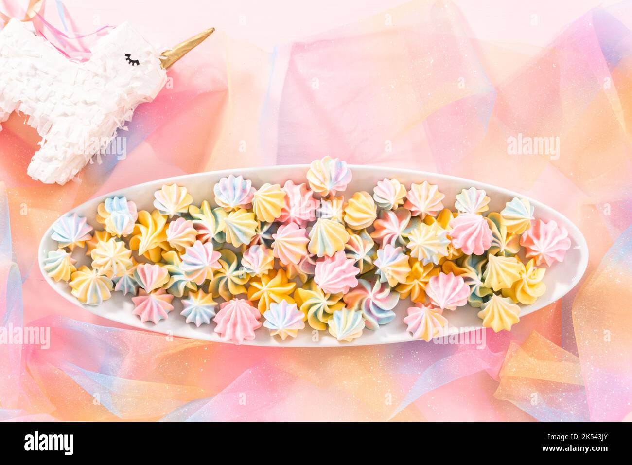 Unicorn meringue cookies Stock Photo Alamy