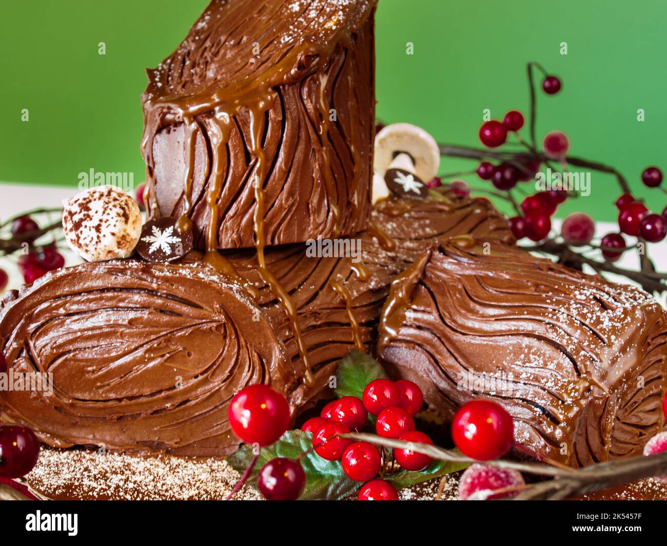 Yule Log Cake Stock Photo Alamy