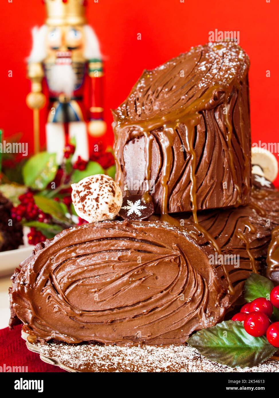 Yule Log Cake Stock Photo Alamy