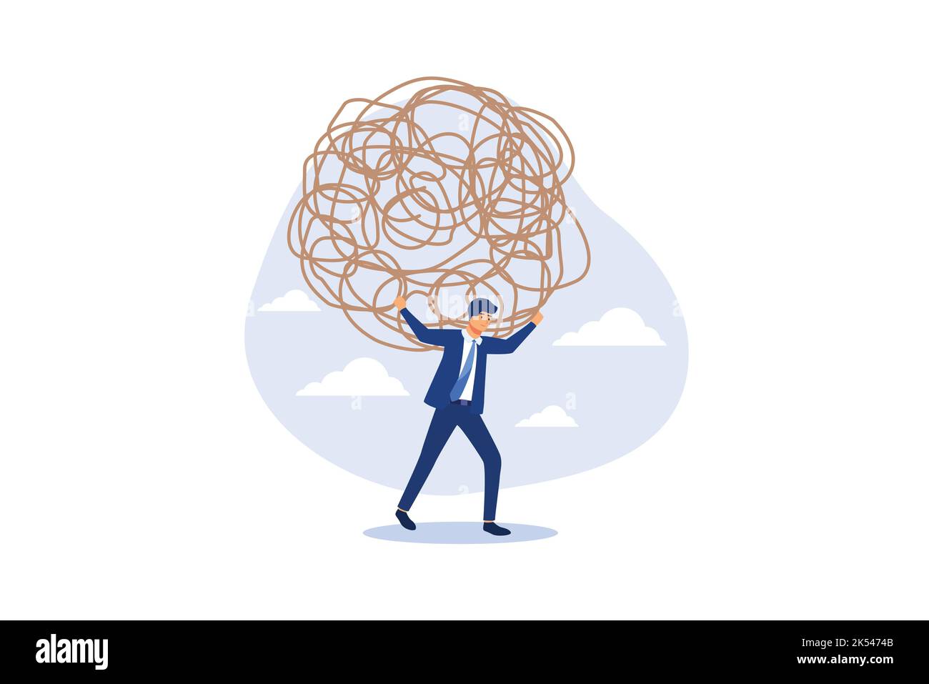 Stress burden, anxiety from work difficulty and overload, problem in economic crisis or pressure from too much responsibility concept, tried exhausted Stock Vector