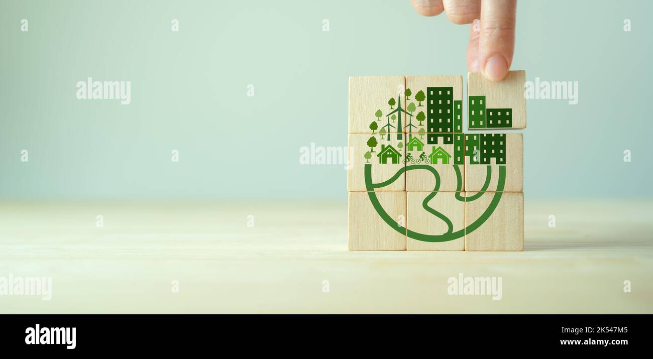 Eco friendly, green company culture concept. Carbon neutral and net