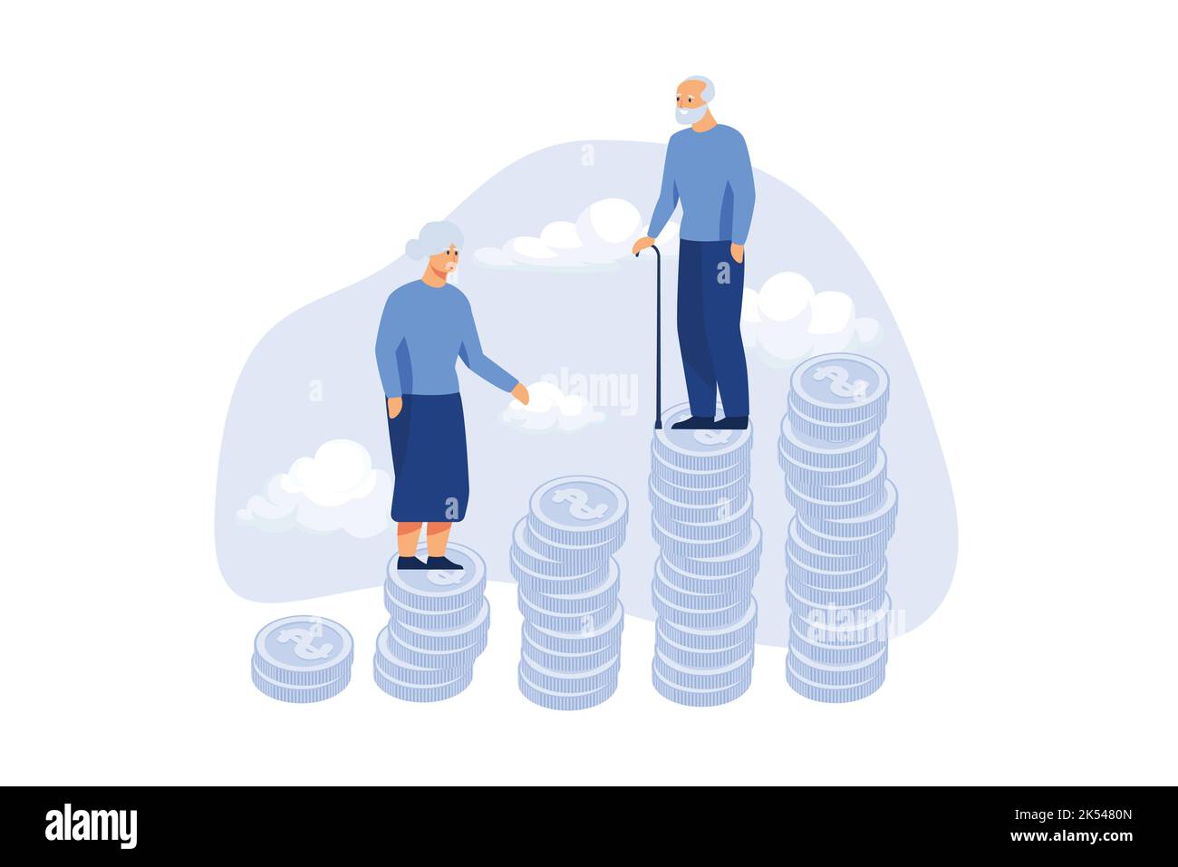 Retirement saving or investment pension fund, planning for wealth and expense for living after retire concept, happy rich elderly couple old man and w Stock Vector