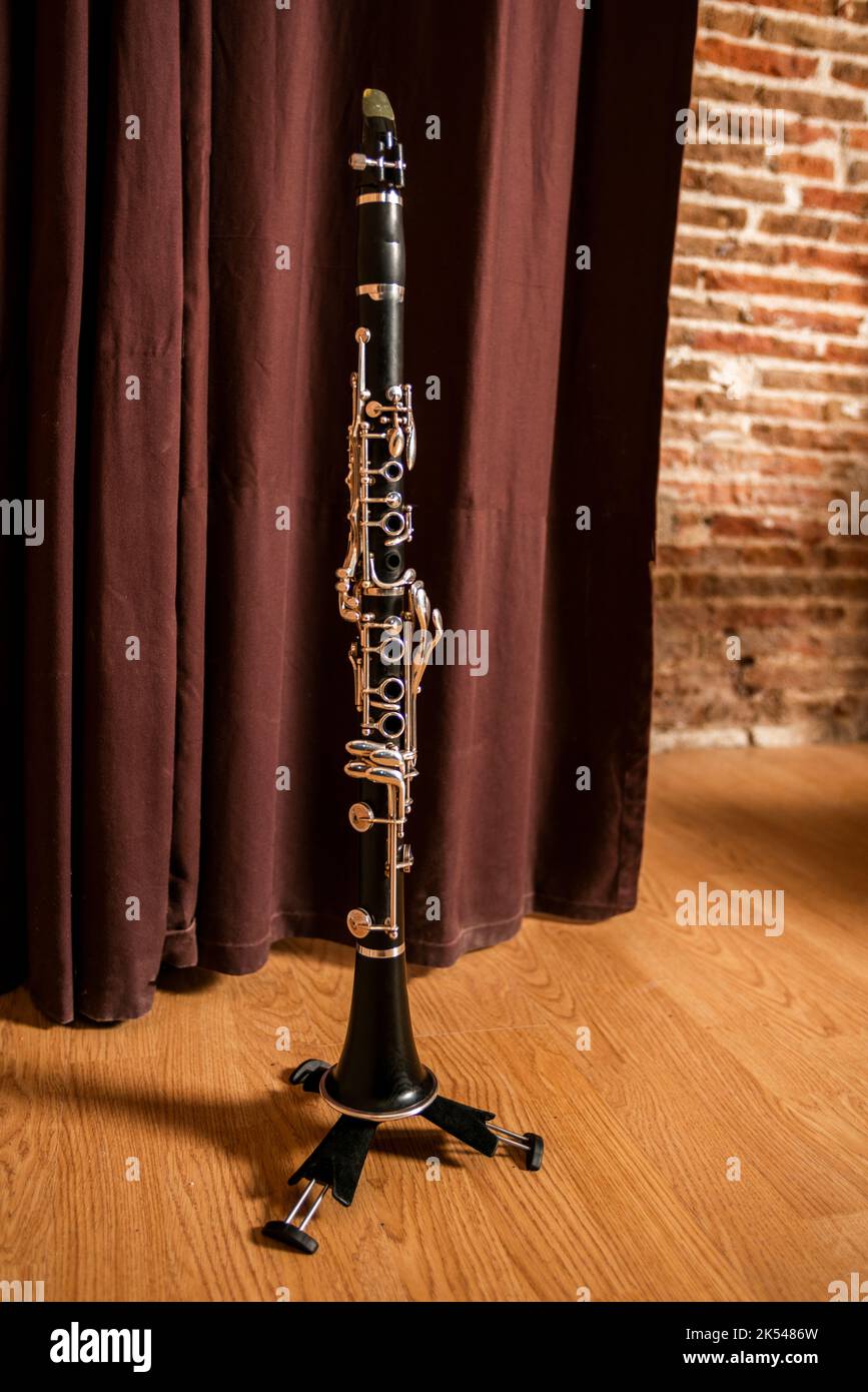 on stand on light wood platform Stock Photo Alamy