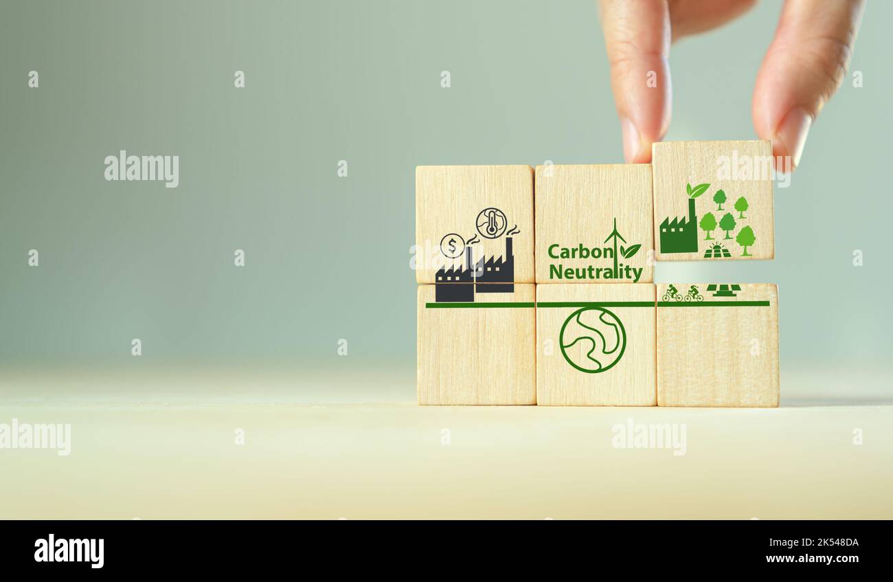 Carbon neutral balancing CO2 emission offset concept. Green industry