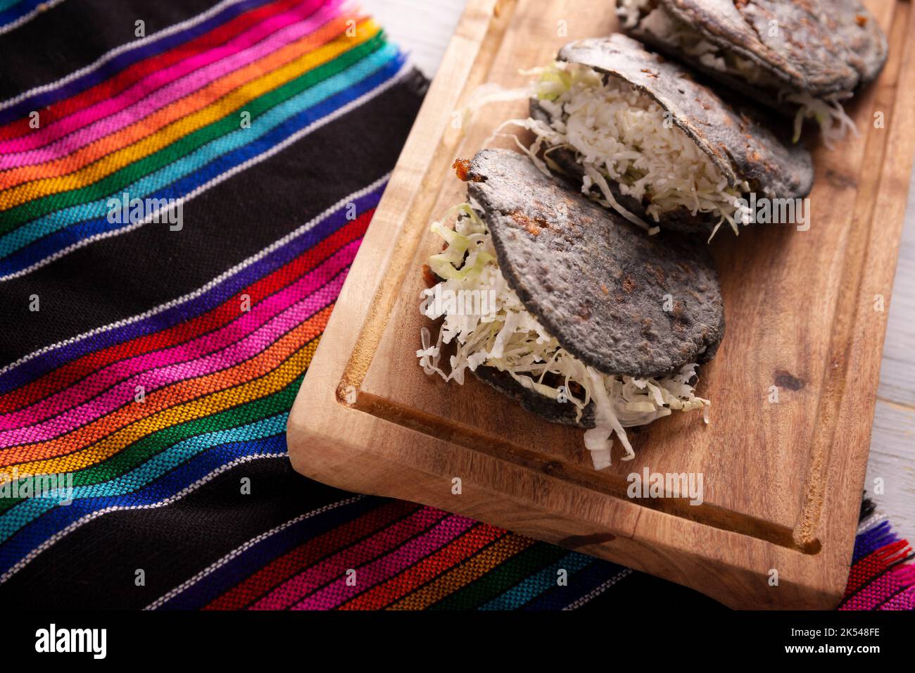 Gordita de Chicharron. Blue Cornmeal dough stuffed with chicharron