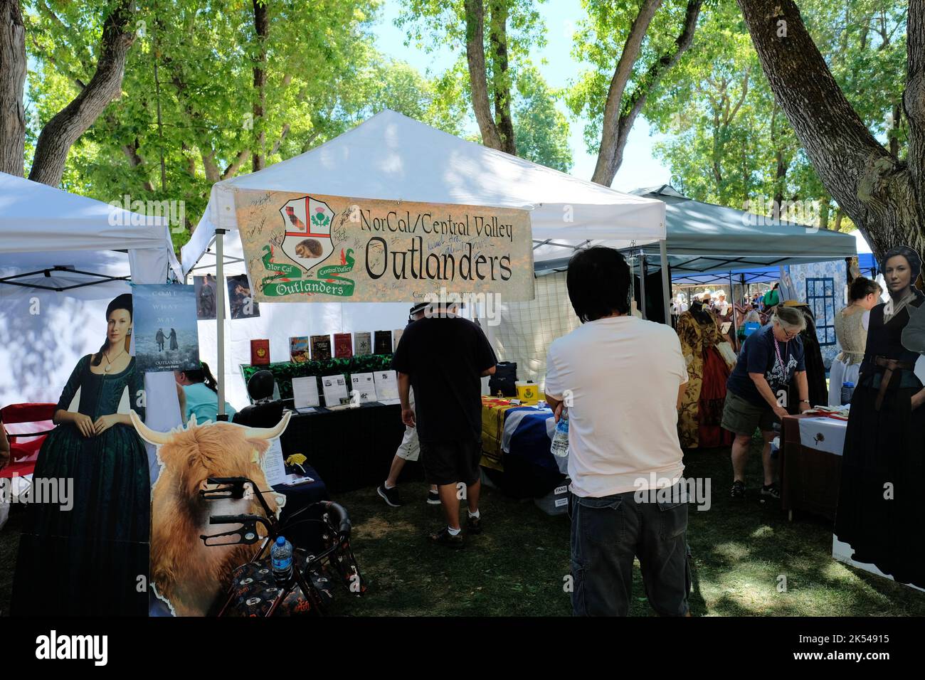 NorCal/Central Valley Outlanders booth at the 156th Scottish Highland Gathering and Games celebrated in Alameda County, California in September 2022. Stock Photo