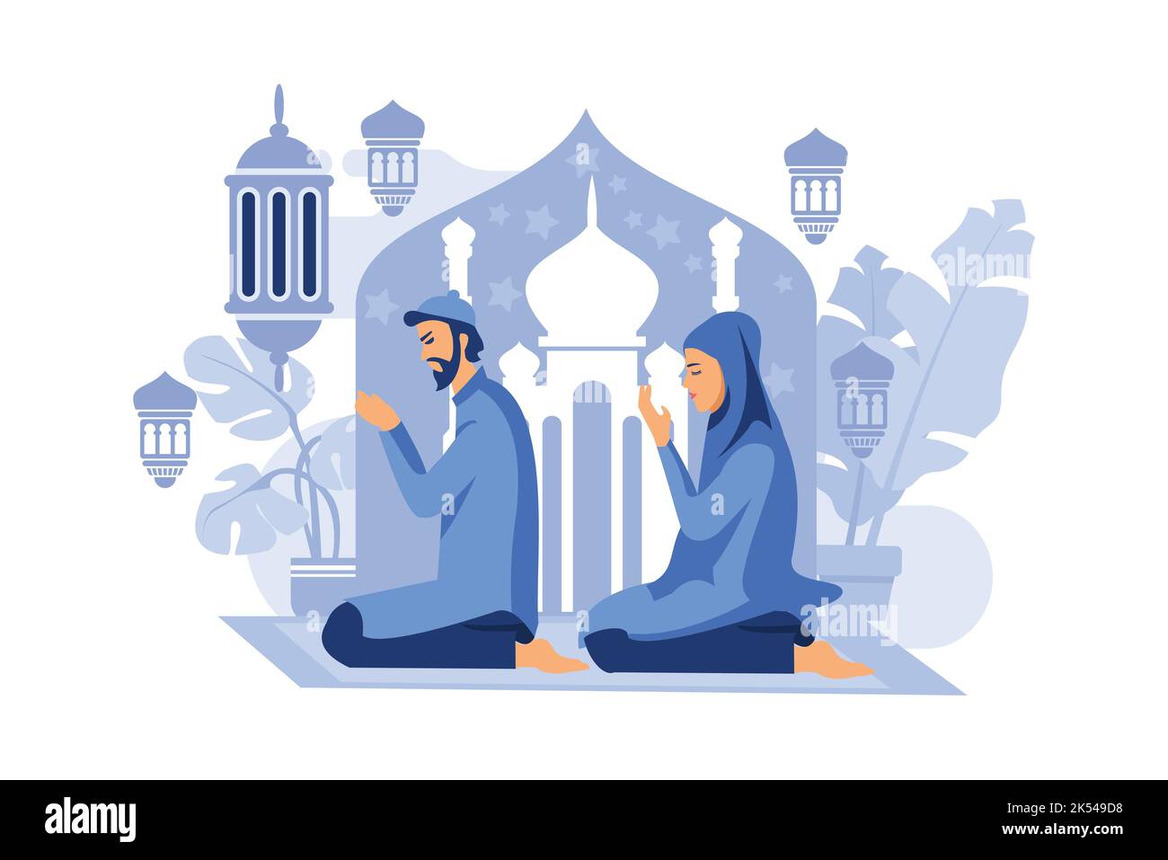 Muslim people praying during Stock Vector Images - Alamy