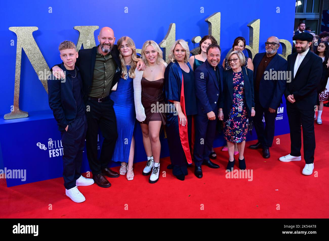 London, UK , 05/10/2022, Producer Hannah Walters, Stephen Graham and guests attend the BFI London Film Festival Opening Night Gala and World Premiere of Roald Dahl's 'Matilda The Musical' during the 66th BFI London Film Festival, at The Royal Festival Hall on October 05, 2022 in London, England. Stock Photo
